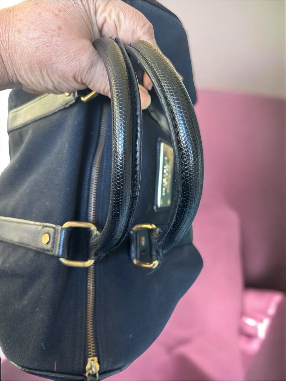 Victoria's Secret Black Canvas Weekend Travel Duffel Bag - Picture 6 of 16